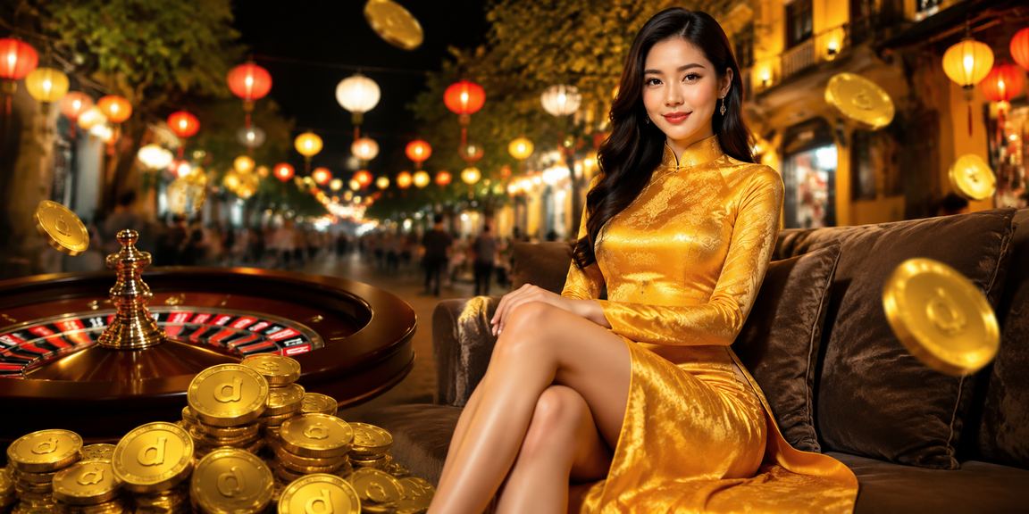 Phụ nữ Hà Nội mặc áo dài tham gia bàn roulette casino trực tuyến