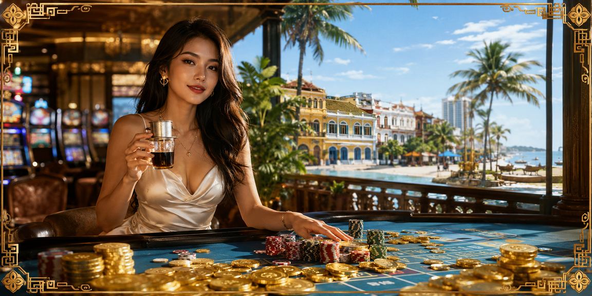 Người dùng TP.HCM chơi slot game trực tuyến tại quán cà phê buổi sáng