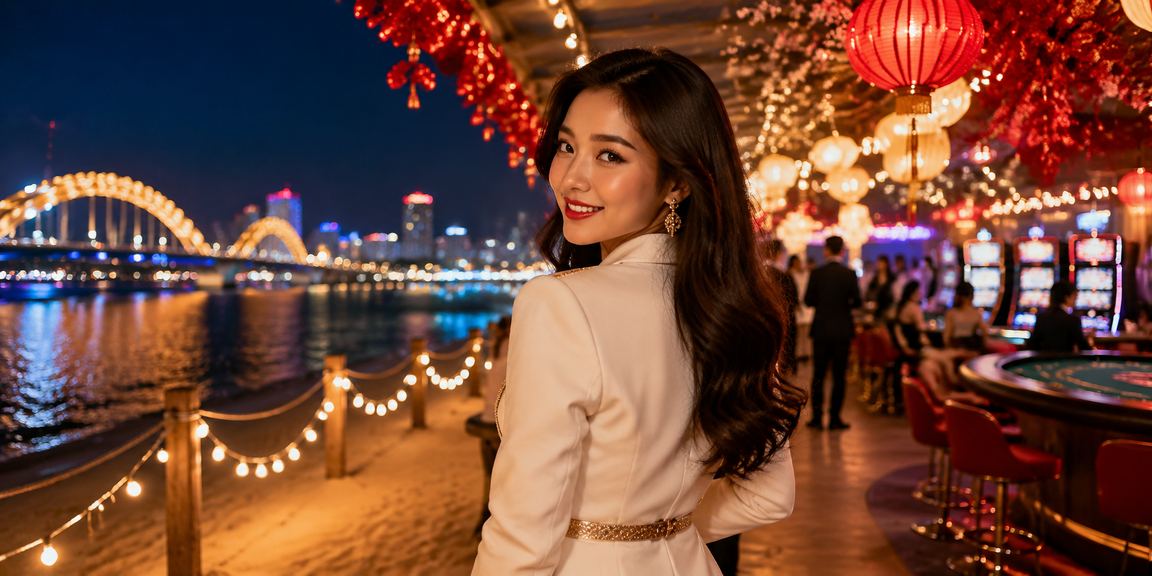 Không khí cá cược sôi động mùa Tết tại Sài Gòn với đèn lồng và bàn casino